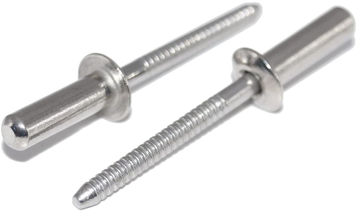 Afdichtklinknagels Roestvrij Staal - Blindklinknagels Popnagels - Waterdichte Verbindingen Maken - Gesloten Vorm B - 48 x 10 mm - Zilverkleurig