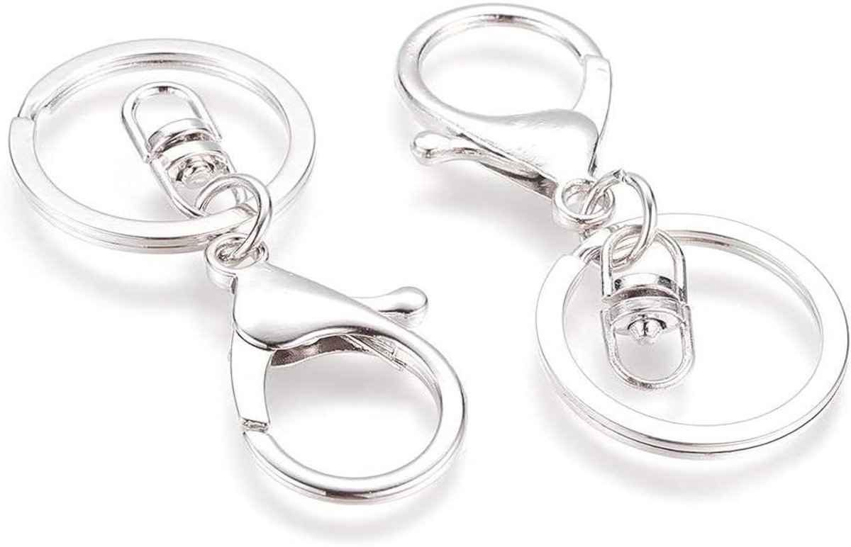 Sleutelhanger Sluitingen - Kreeft Klauw Sluiting - Sieraden Maken - 360 Graden Draaibare Haak - 100 stuks - Platinum