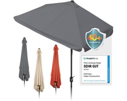 EASYmaxx rechthoekige parasol | 230 x 140 x 253 cm | voor balkon en terras | past precies tegen muren | met praktische handslinger en zonwering UV-bescherming 40+ | biedt schaduw