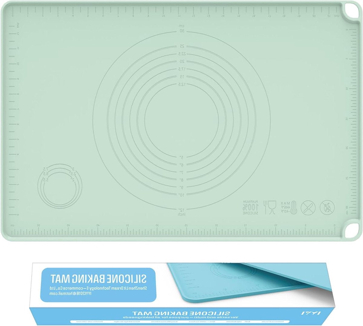 Siliconen Bakmat - Deegroller Mat - Brood Bakken - Verhoogde Rand - 61 x 40.6 cm - Saliegroen