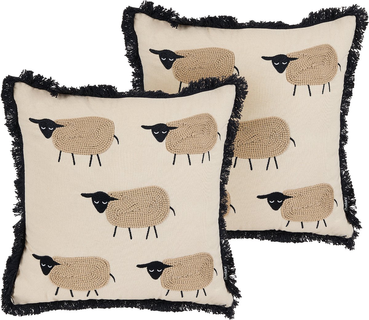 Beliani BANNU - Sierkussen set van 2 - Beige - Katoen