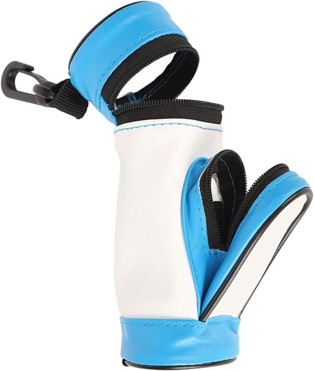 Golf Tee Houder - Golfbal Tote Bag - Pennen Etui - Golf Gifts Accessoires - Blauwe Golfbal Houder - Sleutelhanger - Riemclip