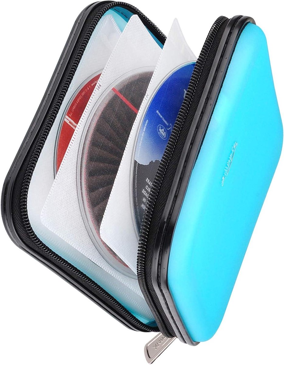 CD DVD Wallet - Disc Opberger - Media Beschermen - Hard Shell - 32 Stuks - Hemelsblauw