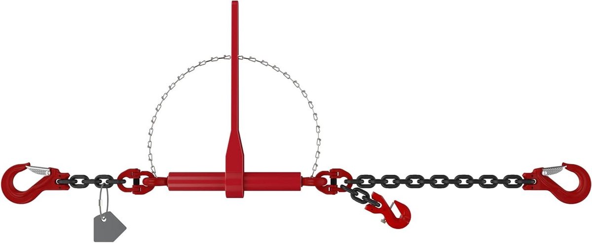 Spansjorketting met haak - Ketting sjorren Ladingzekering - Ladingen zekeren - Kwaliteitsklasse 8 - 35 m - Zwart/rood