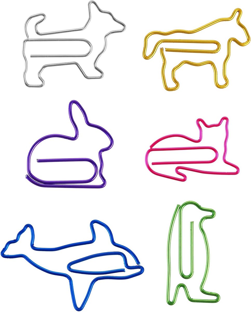 Set van 30 Dierlijke Metalen Paperclips in Kleurrijke Motieven - Originele Bookmark voor Kantoor, School en Documenten