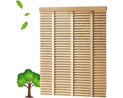 Houten Jaloezieën - Horizontale Raambekleding - Privacy Regelen - Massief Hout - 80x200cm - Natuurlijk