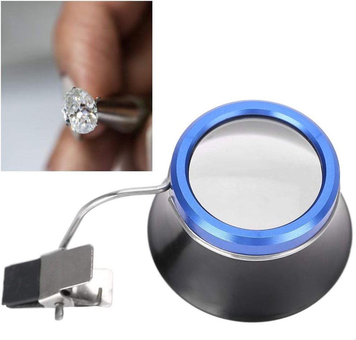 Draagbare vergrootglas met clip, 10x vergrootfunctie voor juweliers en horlogemakers, ideaal voor precisiewerk en reparaties
