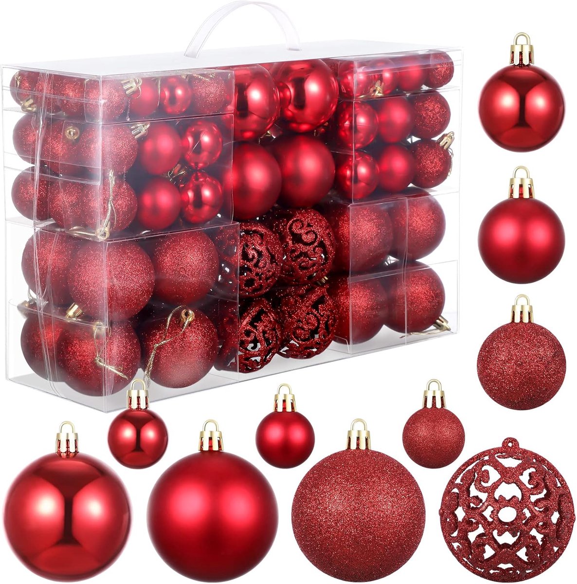 Kerstballen Set - Decoratieve Hangers - Kerstboom Versieren - 100 Stuks - 3 maten - Blauw – foto 7