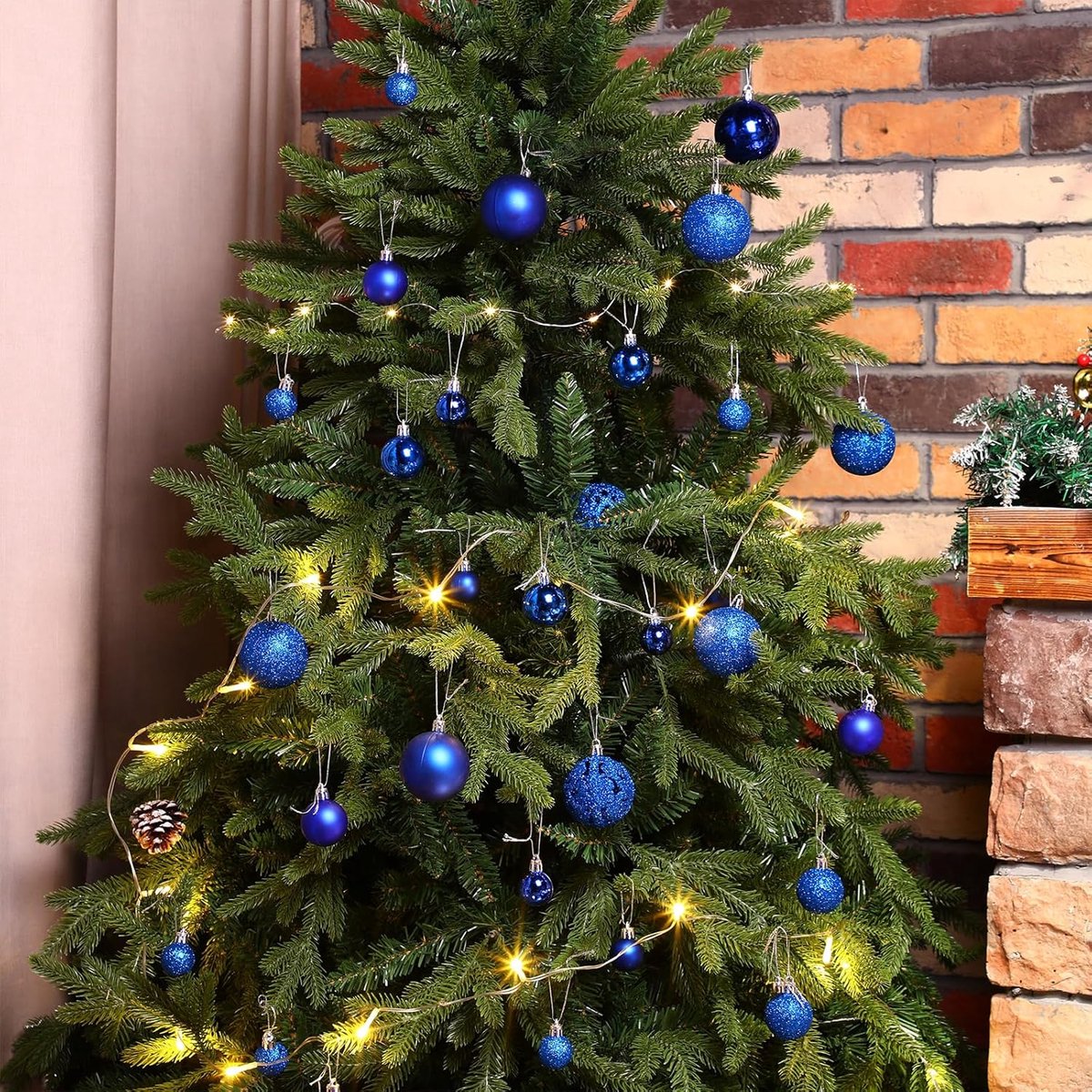 Kerstballen Set - Decoratieve Hangers - Kerstboom Versieren - 100 Stuks - 3 maten - Blauw – foto 4