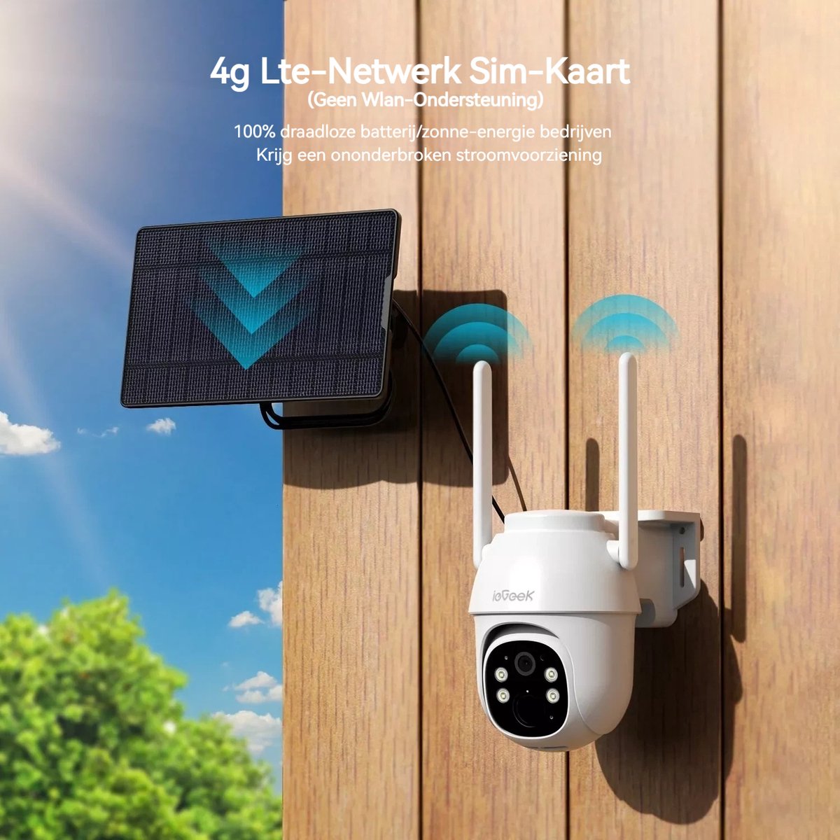 ieGeek 4G LTE mobiele beveiligingscamera draadloos buiten, 2K geen wifi zonne-energie camera ingebouwde simkaart, 2-weg praatcamera's voor thuisbeveiliging met PIR-bewegingsdetectie, IP66, nachtzicht, schijnwerpers, 2 stuks – foto 5