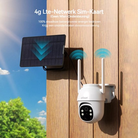 ieGeek 4G LTE mobiele beveiligingscamera draadloos buiten, 2K geen wifi zonne-energie camera ingebouwde simkaart, 2-weg praatcamera's voor thuisbeveiliging met PIR-bewegingsdetectie, IP66, nachtzicht, schijnwerpers, 2 stuks van ieGeek — afbeelding 4