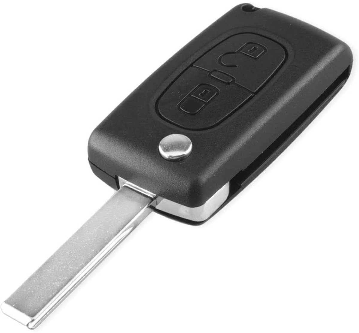 Golden crown - 3 Knoppen Flip Afstandsbediening - Vervanging Sleutelhanger - Met batterijhouder - Geschikt voor Peugeot - CE0536 - Auto Sleutel