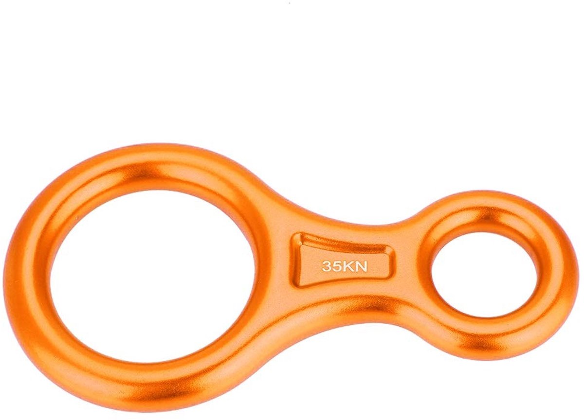 Golden crown - Abseilapparaat - Touwlager - Veiligheidsapparaat - Oranje - Klimuitrusting - 35 KN - Geschikt voor 8-13 mm touw