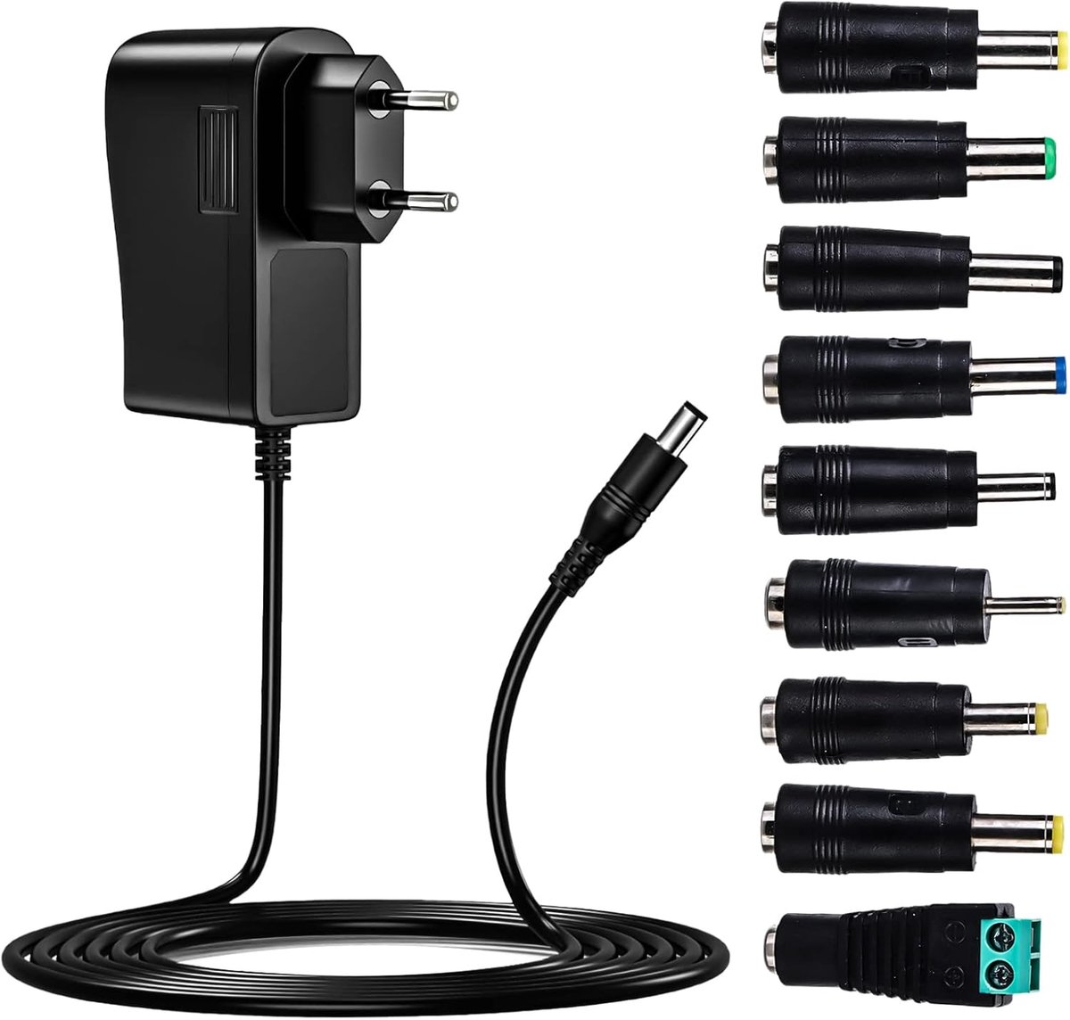 AC/DC Adapter 12V 3A 36W Voedingsadapter - Transformer - Schakelvoeding met 9 Adapter Plugs - Converter voor Huishoudelijke Elektronica en LED Strips