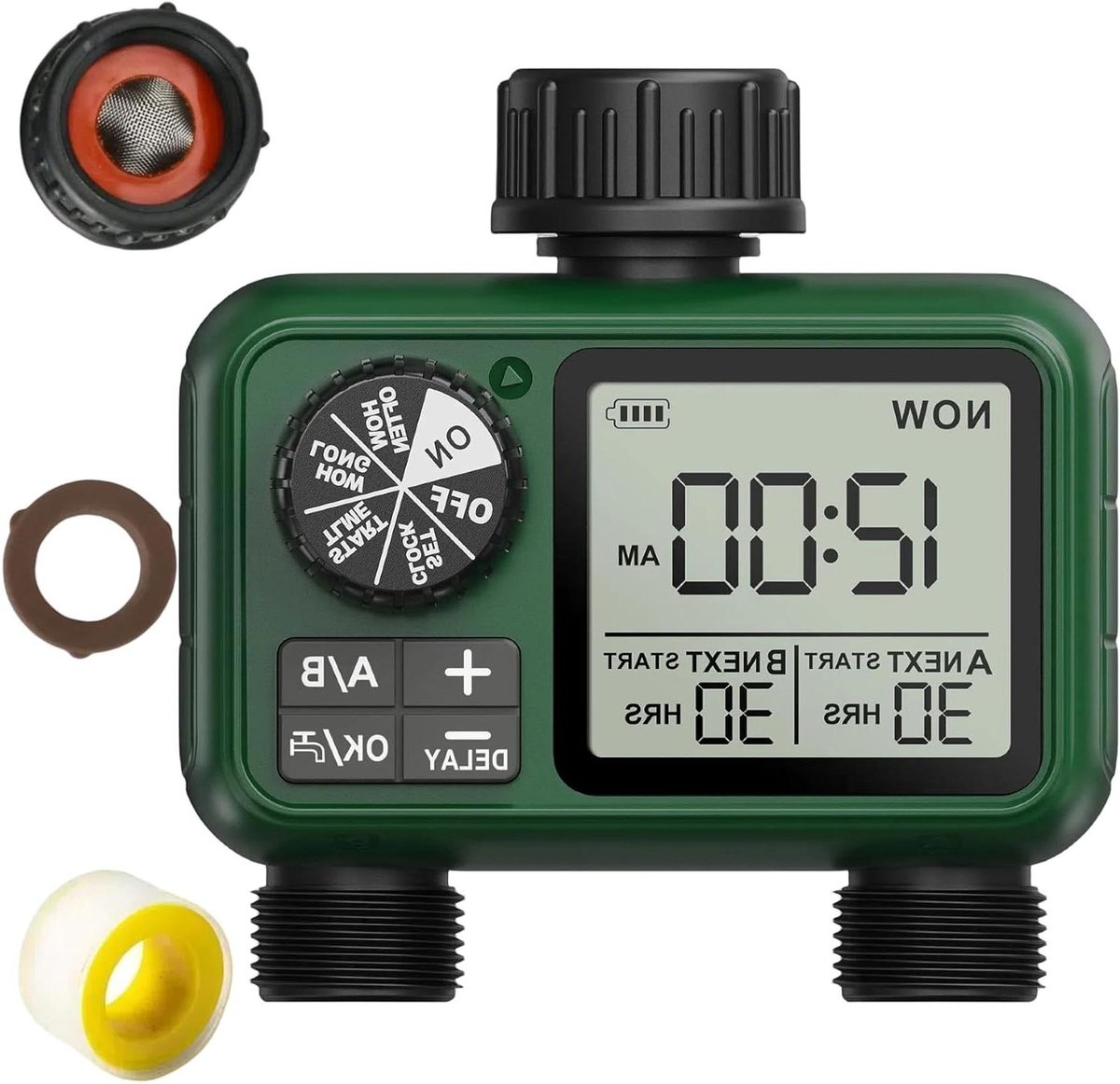 Sprinkler Timer - Slang Timer - Automatisch Tuin Besproeien - Twee Gescheiden Zones - 119H cm - Zwart