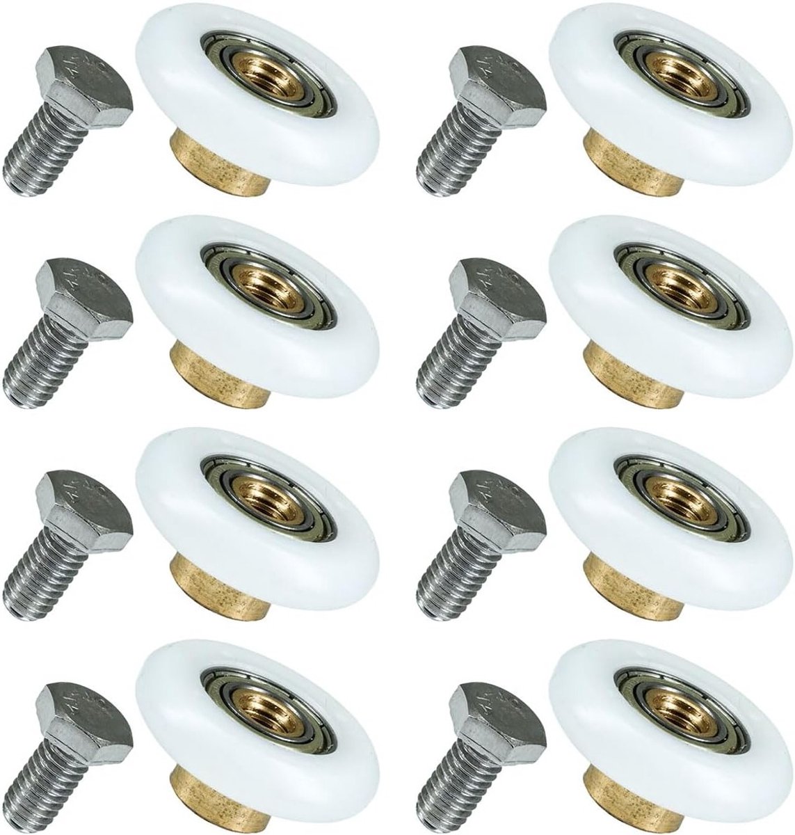 Set van 8 RVS Douchedeur Rollen Vervangingswielen voor Glijdende Deuren en Douchecabines - 19 mm, 23 mm, 25 mm en 27 mm Diameter