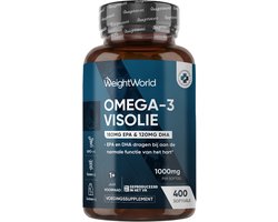 WeightWorld Omega 3 Visolie - 1000 mg - 180 mg EPA & 120 mg DHA - 400 softgels voor 1+ jaar voorraad - Gemaakt in het Verenigd Koninkrijk