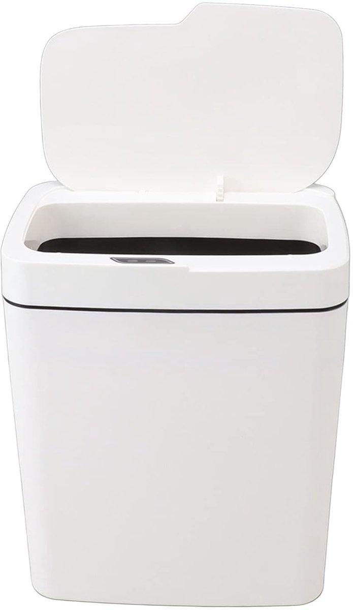 Automatische prullenbak 18L met sensor vuilnisbak geruisloos met deksel slim wit