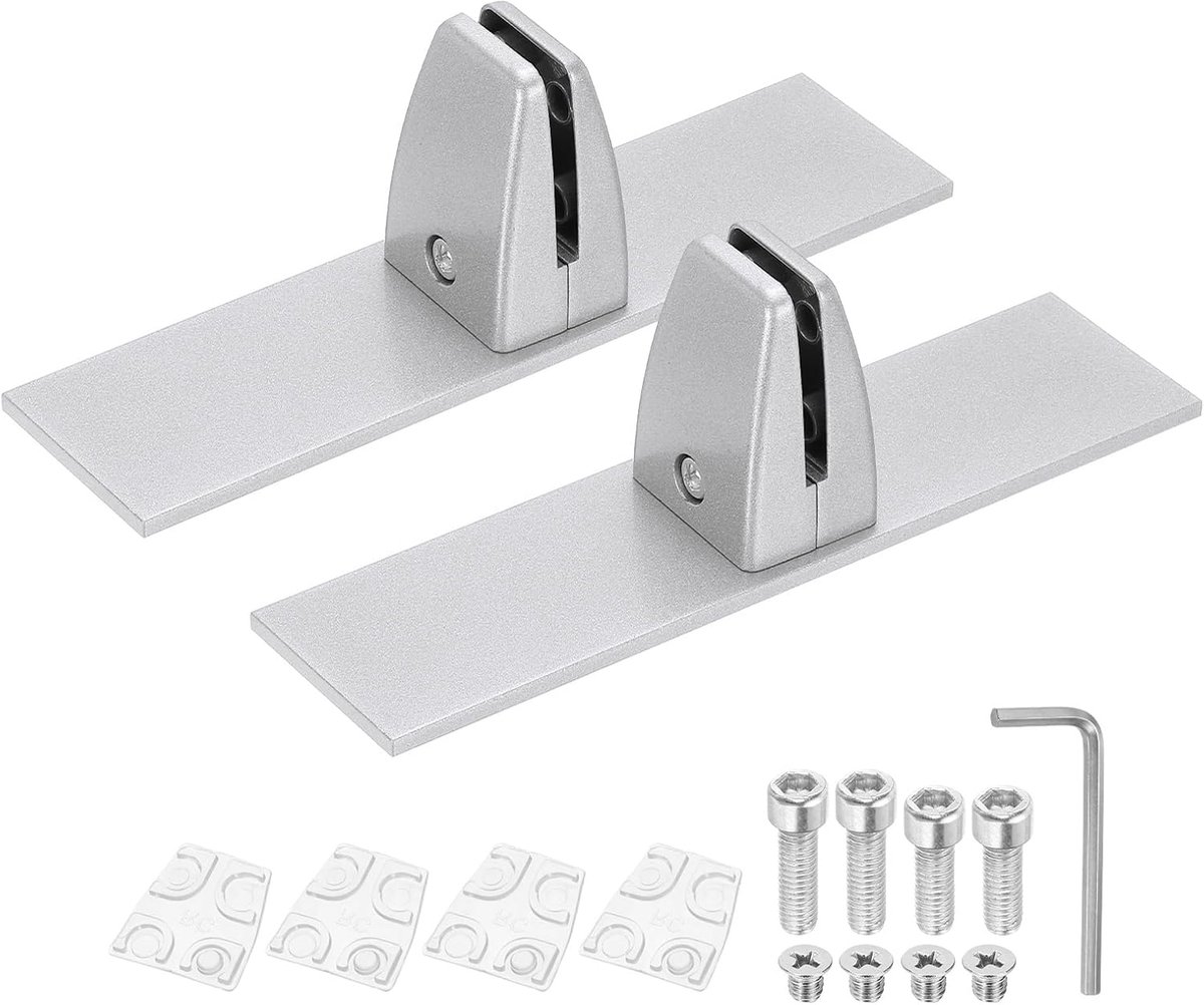 Image of 1.8 x 1.2 x 2.5 cm Desk Divider - Support Clamp - 2 Pieces - Aluminium Desk Shield Clamp - Divider - Clamp Bracket for Office - Home - Desk Panel - Silver