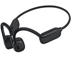 Zwarte Bluetooth-zwemkoptelefoon met botgeleiding, geen in-ear model, 32 GB geheugen, draadloos, voor sport, dubbele oorhaken, geschikt voor hardlopen.