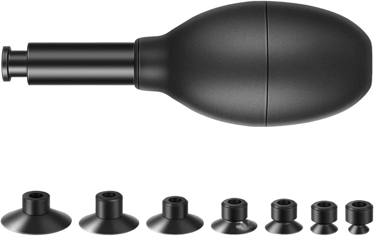 Lens Sucker Kit - Zuignap Set - Lens Reparatie - 7 Maten Zuignappen - 120 mm - Zwart