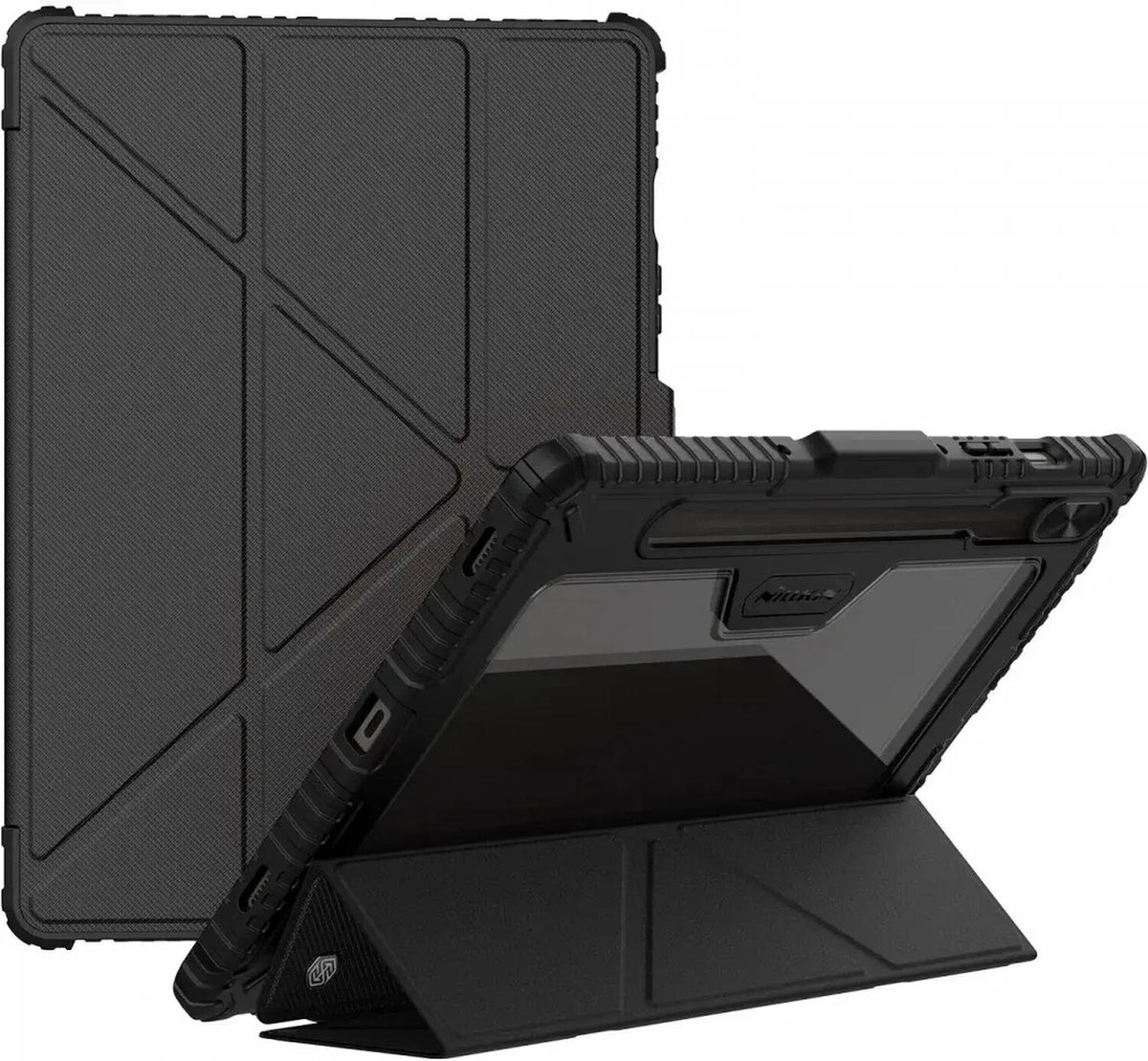 Nillkin Bumper Book Case met Camera Slider Zwart Geschikt voor Samsung Galaxy Tab S10 Lite / S10 FE / S9 FE / S9