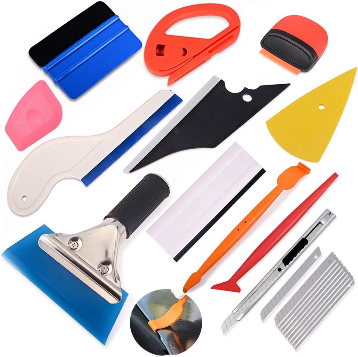 Foil tool - disc tinted - vinyl wrap installatie kit - plastic scraper - water slider - micro vinyl stick - cutter - universele mes en bladen