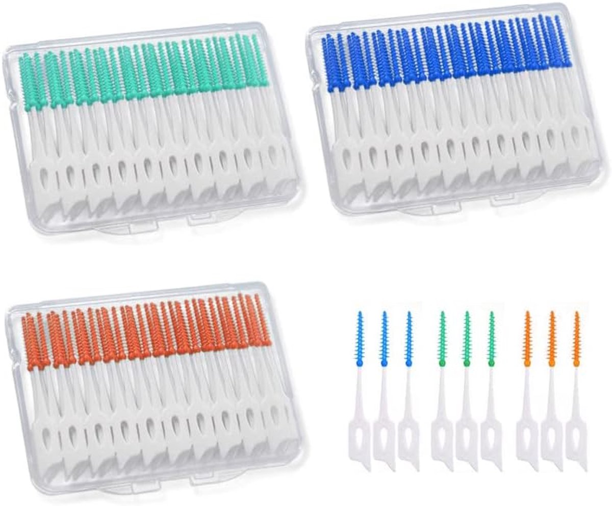 120pcs Interdental Brushes - Dental Floss Sticks - Dual Use - Adaptive Interdental Brush - Dental Cleaner met Opbergdoos voor Dagelijkse Tandreiniging