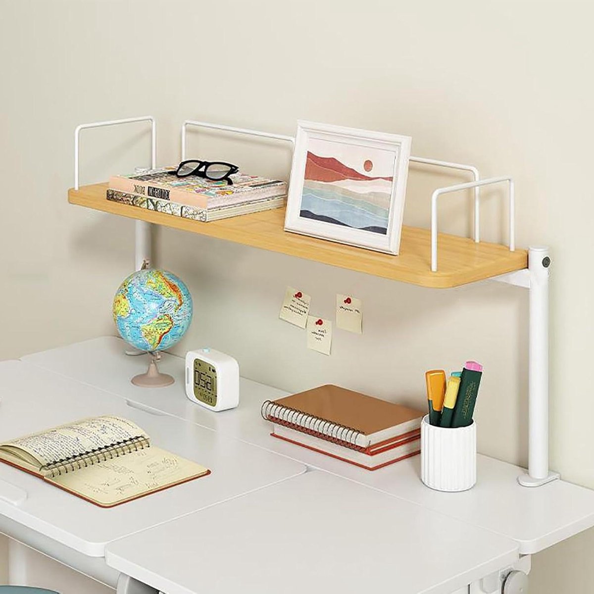 Bureaurek Opklikbaar - Bureauopbergrek Bijzettafel - Bureau Organiseren - C-clip Ontwerp - 80cm - Walnoot