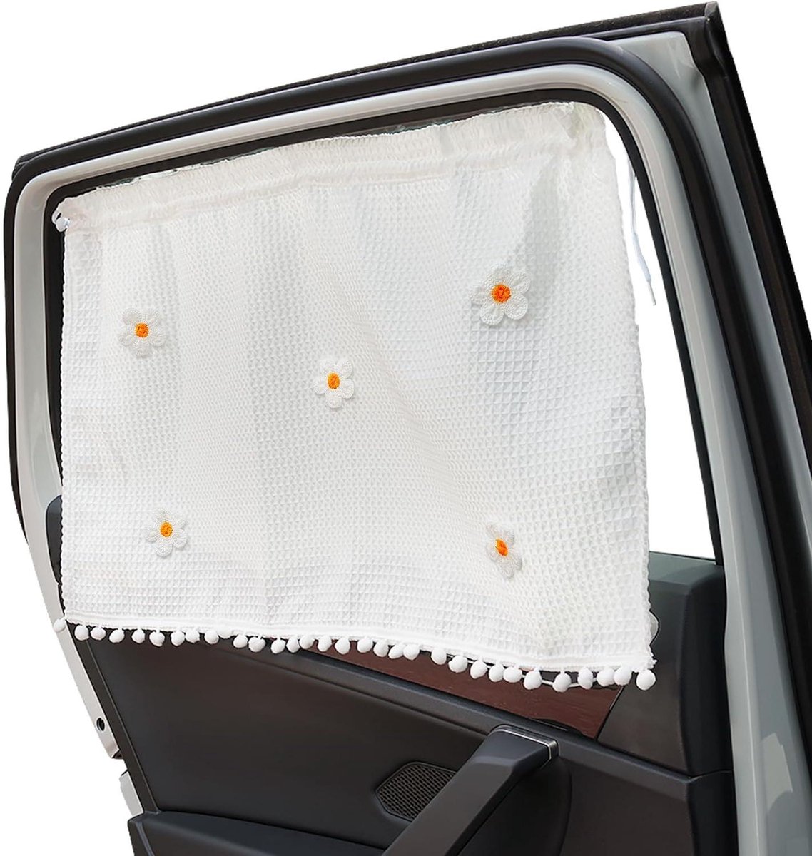 Autoraamzonwering - Zijraamgordijn Auto - Kinderen beschermen - Verstelbare maat - 63.4 x 45 cm - Beige