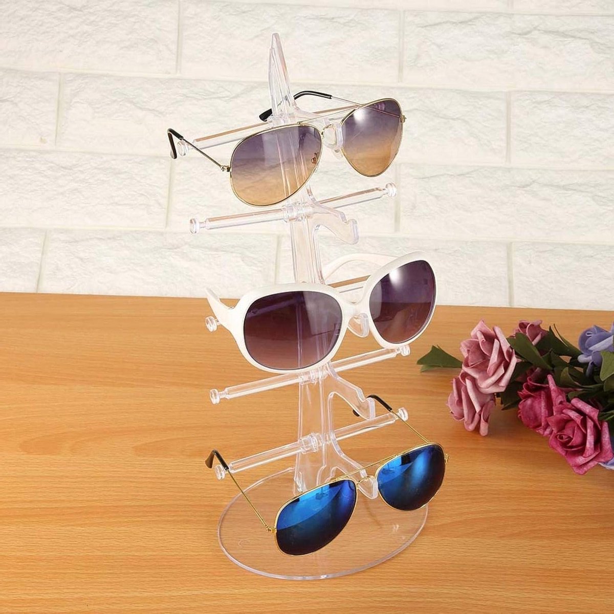Transparante Sieradenstandaard voor Zonnebrillen, 5 Pairs Houder voor Plastic Monturen, Praktische en Duurzame Organiser voor Brillen en Sieraden