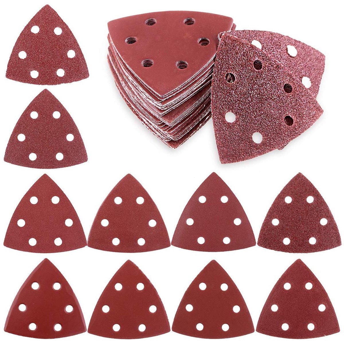 50 Stuks Driehoekige Schuurpapier 90mm voor Random Orbital Sander - Assortiment Grits 40 tot 1000 voor Perfecte Afwerking