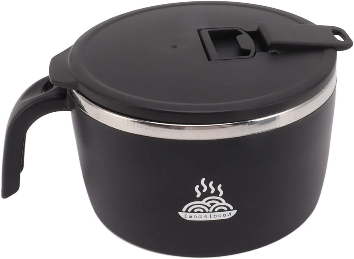RVS Instant Noodle Kom 900Ml met Deksel en Telefoonhouder - Perfect voor Kantoor, College en Studentenhuis, Ideaal voor Soep en Ramen