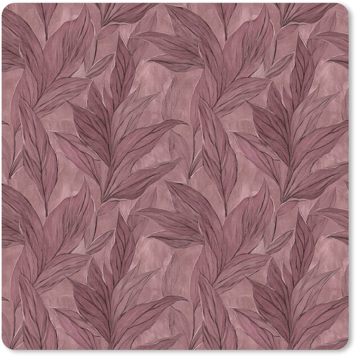 Muismat 30x30 cm - Mousepad Bladeren - Patroon - Paars - Muismatten