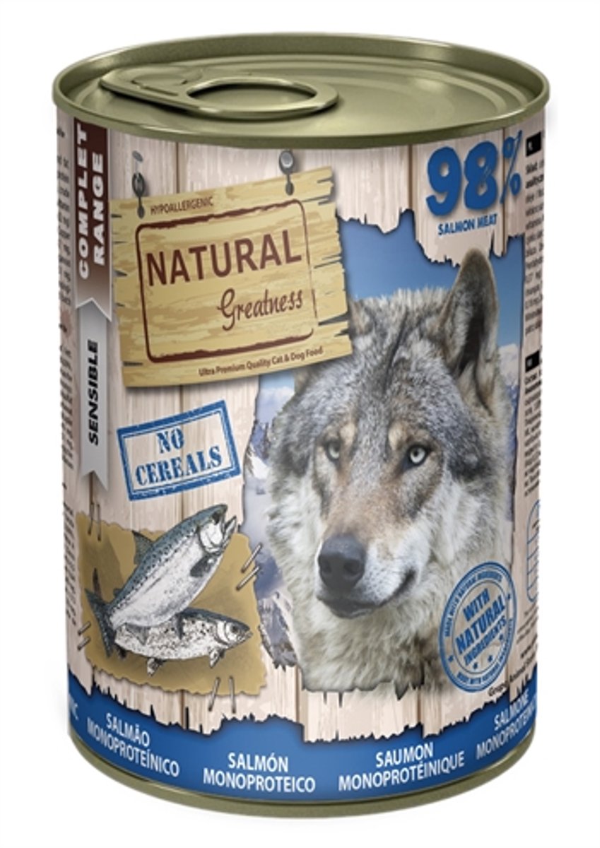 Natural greatness Hondenvoer Natural Greatness - Monoprotein Zalm Hypoallergeen - 400g Volledige Diervoeding