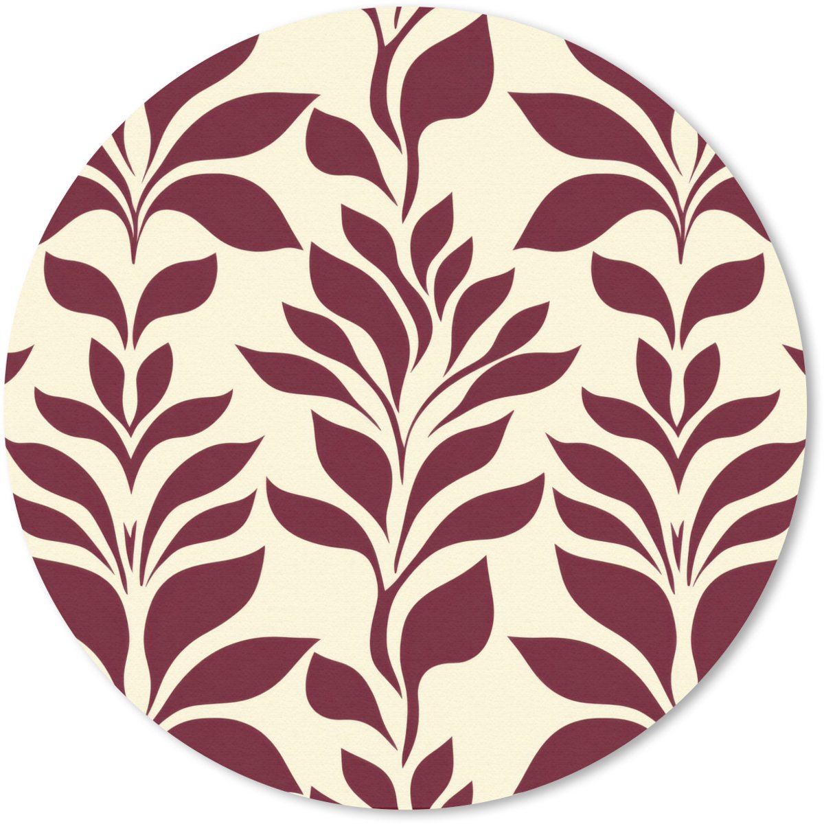 Muismat rond 20x20 cm - Mousepad Abstract - Bladeren - Burgundy - Ronde muismatten