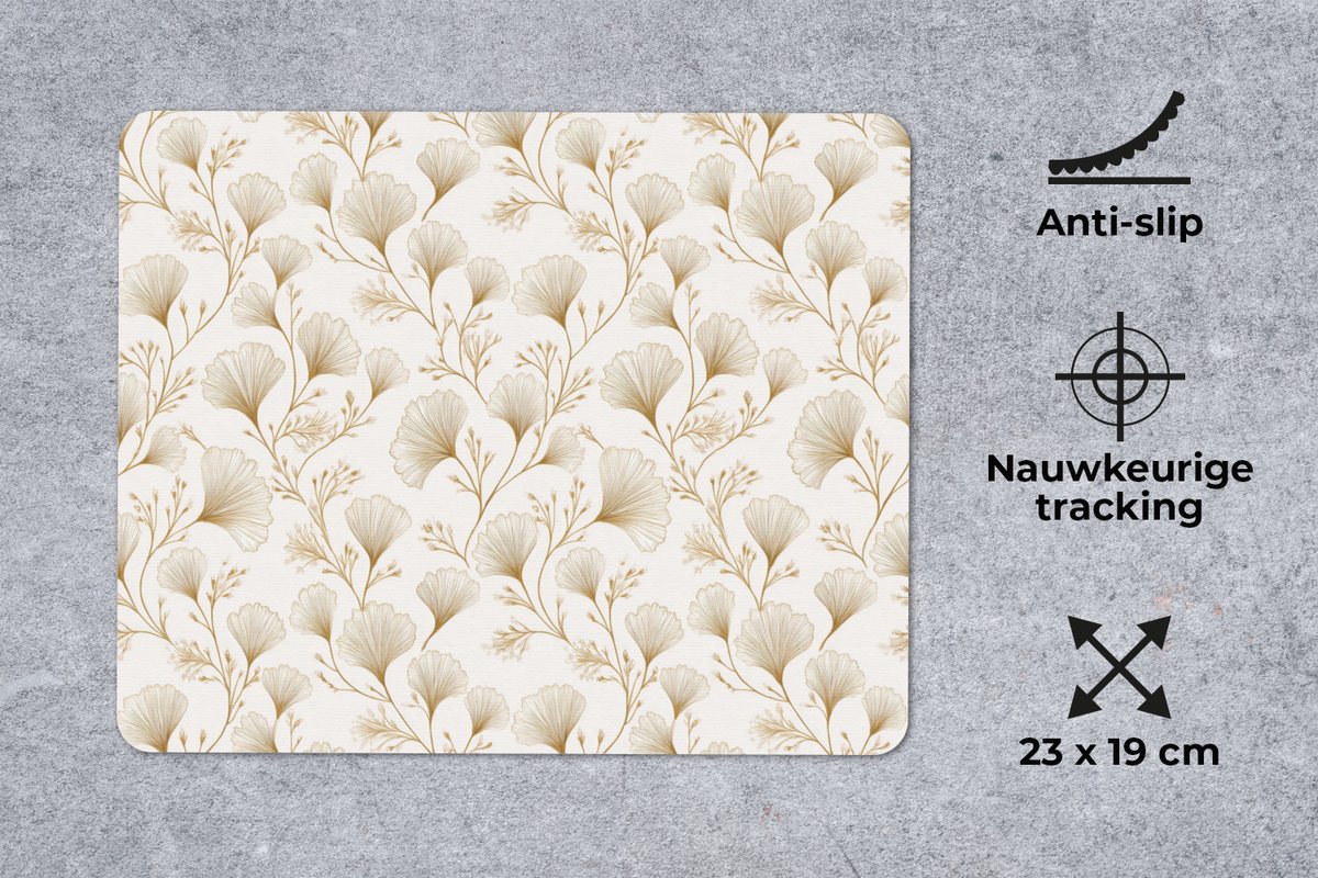 Muismat 12x10 cm - Mousepad Ginkgo - Takken - Goud - Muismatten