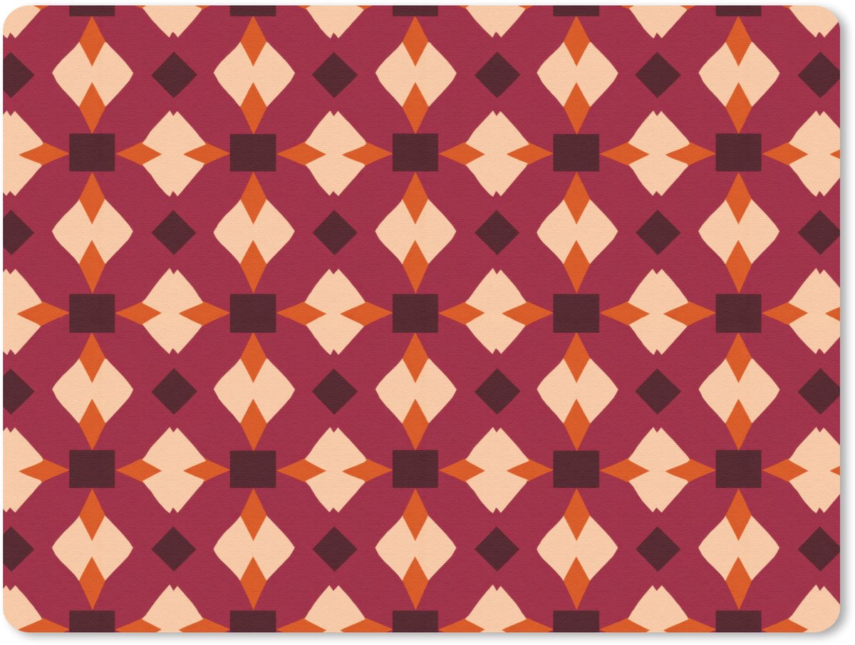 Muismat 12x10 cm - Mousepad Retro - Patroon - Kleurrijk - Muismatten