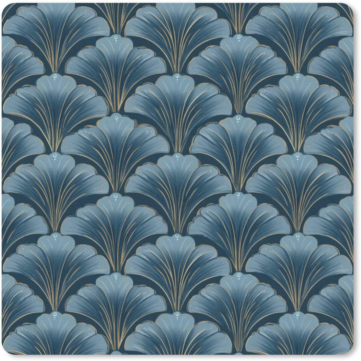 Muismat 30x30 cm - Mousepad Patroon - Ginkgoblad - Blauw - Muismatten