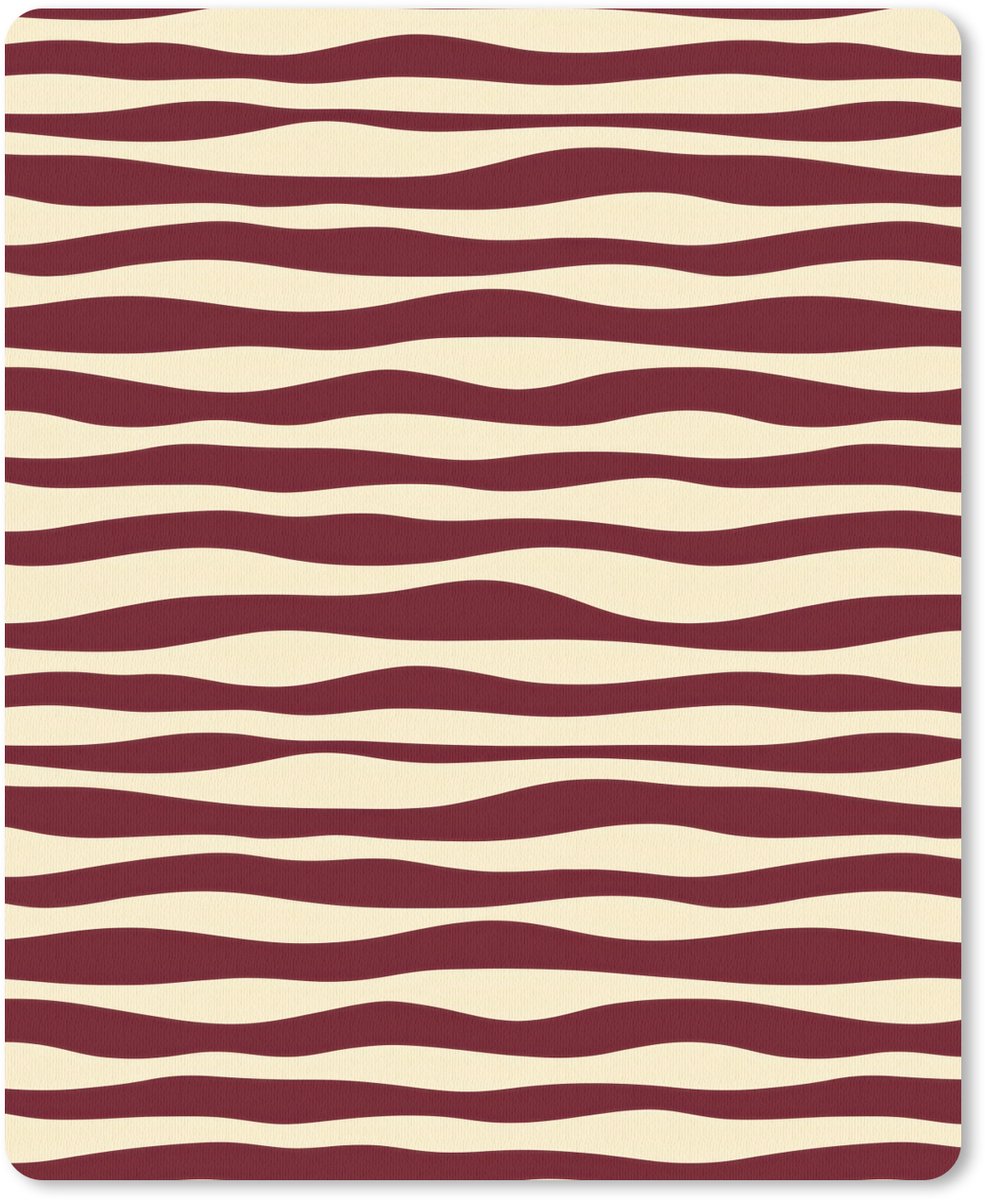 Muismat 12x16 cm - Mousepad Golven - Rood - Patroon - Crème - Muismatten