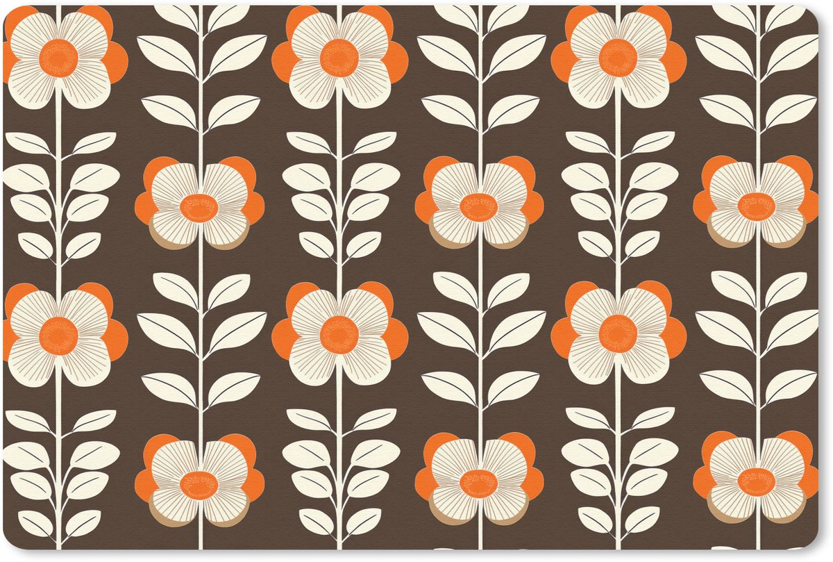 Muismat 13x8 cm - Mousepad Bloemen - Retro - Bruin - Muismatten