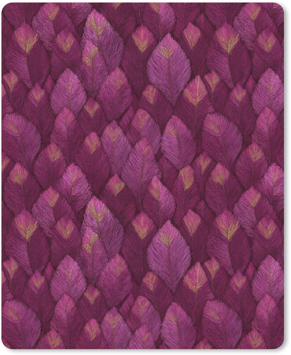 Muismat 12x16 cm - Mousepad Bladeren - Patroon - Burgundy - Muismatten