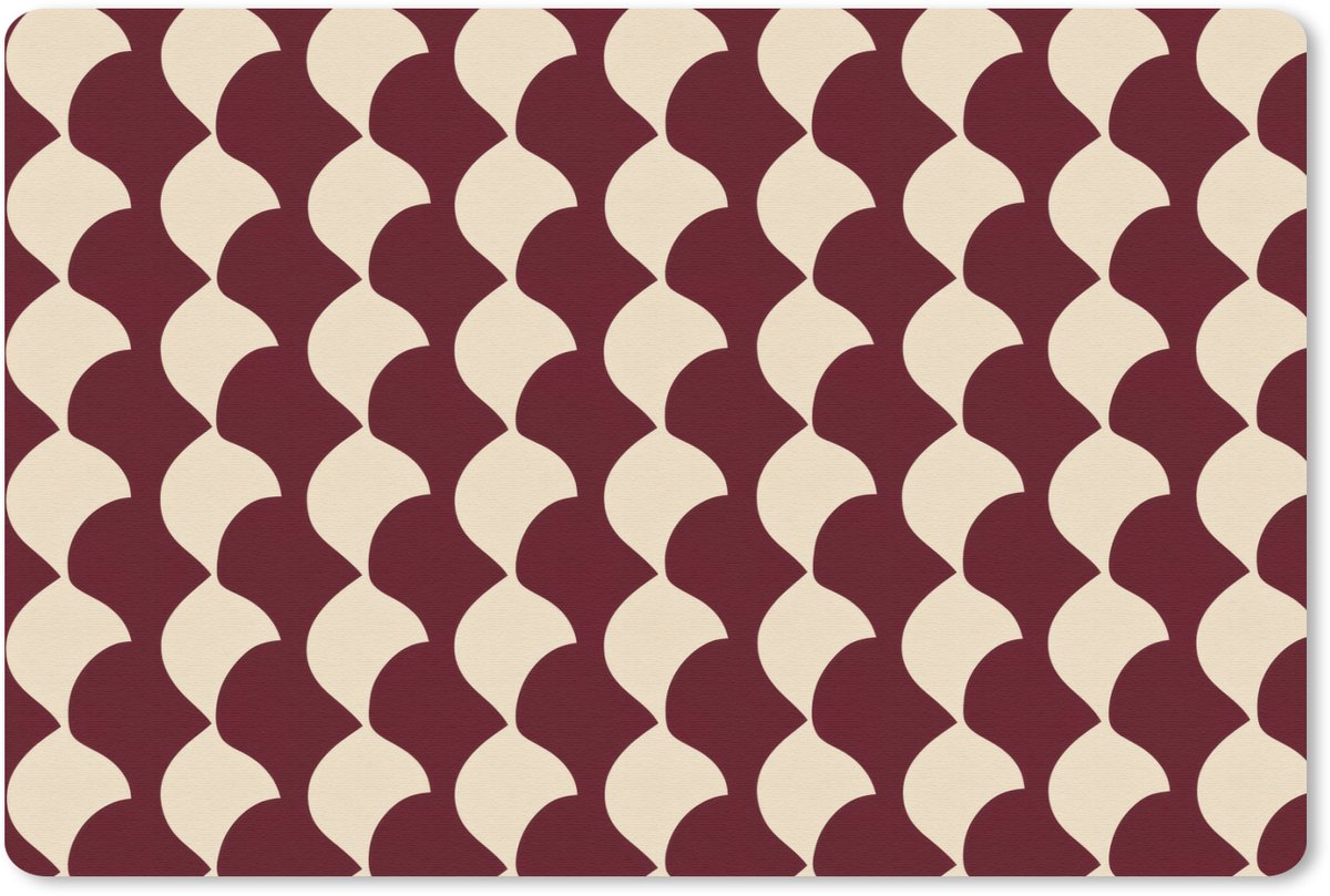 Muismat 13x8 cm - Mousepad Rood - Tegelpatroon - Crème - Muismatten