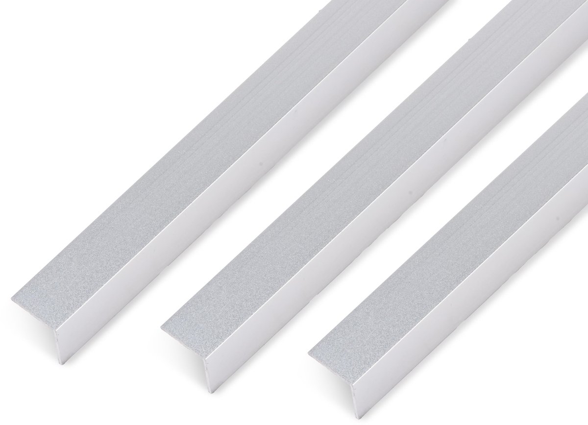 Alberts 499631 hoekprofiel | zelfklevend | aluminium, glasparelgestraald zilver | 1000 x 15 x 15 mm | set van 3