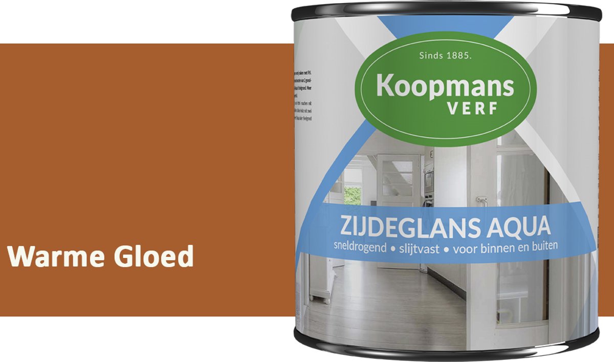 Koopmans Zijdeglans Aqua Lakverf – Zijdeglans houtlak voor kozijnen, deuren en meubels – Binnen & buiten – Watergedragen en sneldrogend – Warme Gloed – 2,5 l