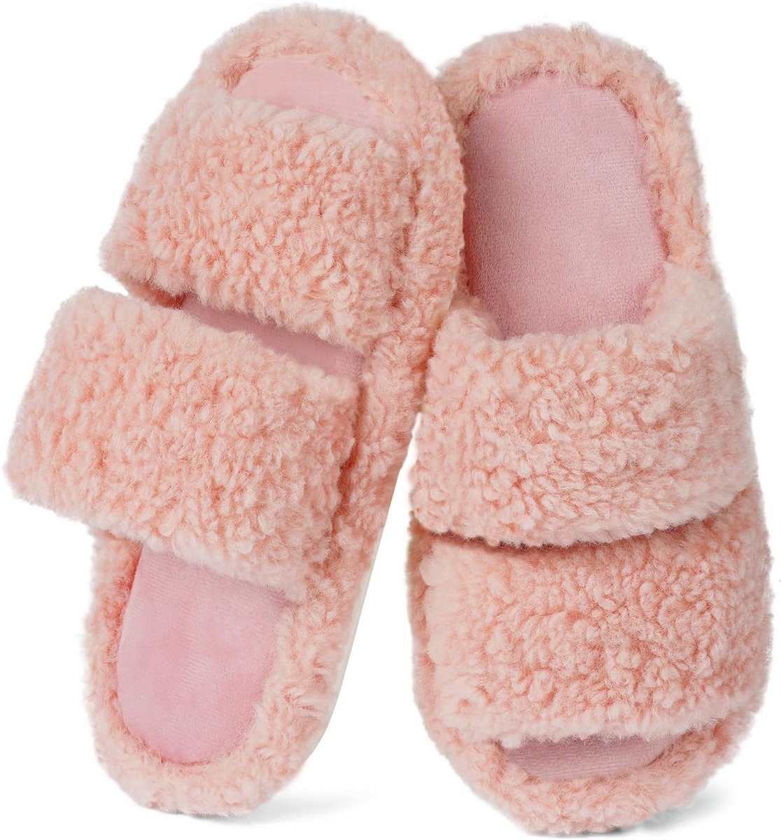 Dames Peep Toe Warme Winter Slippers met Geheugen Foam - Comfortabele Huisschoenen voor Binnengebruik