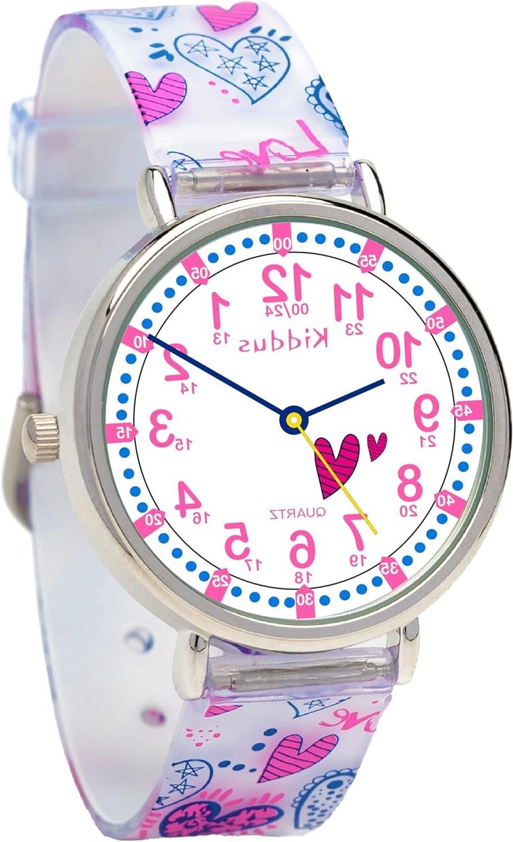 Kinder Horloge - Tijd Leren Horloge - Oefenen Tijd - Analoge Wijzerplaat - 17.5 x 5 x 2 cm - Blauw