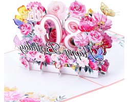Ghope 80e verjaardagskaart, 3D pop-up kaart voor 80e verjaardag, pop-up verjaardagskaarten, bloem met envelop voor vrouwen, moeders, echtgenote, mannen, vrienden, romantische cadeaukaart