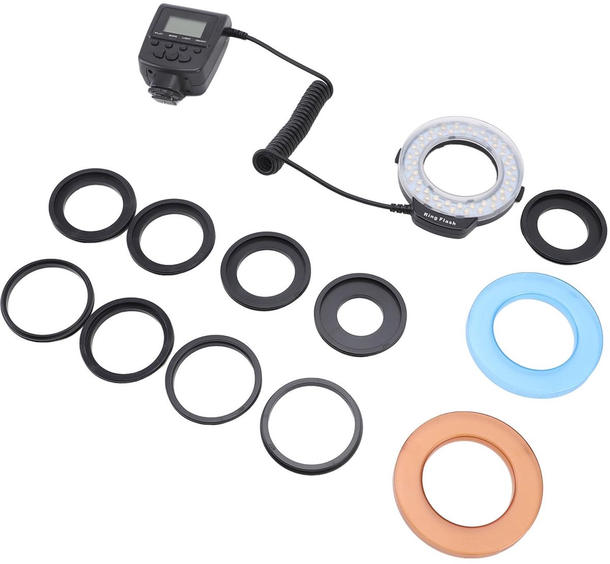 Allecto - 48LED Macro Ring Flitser met LCD Display voor DSLR Camera's