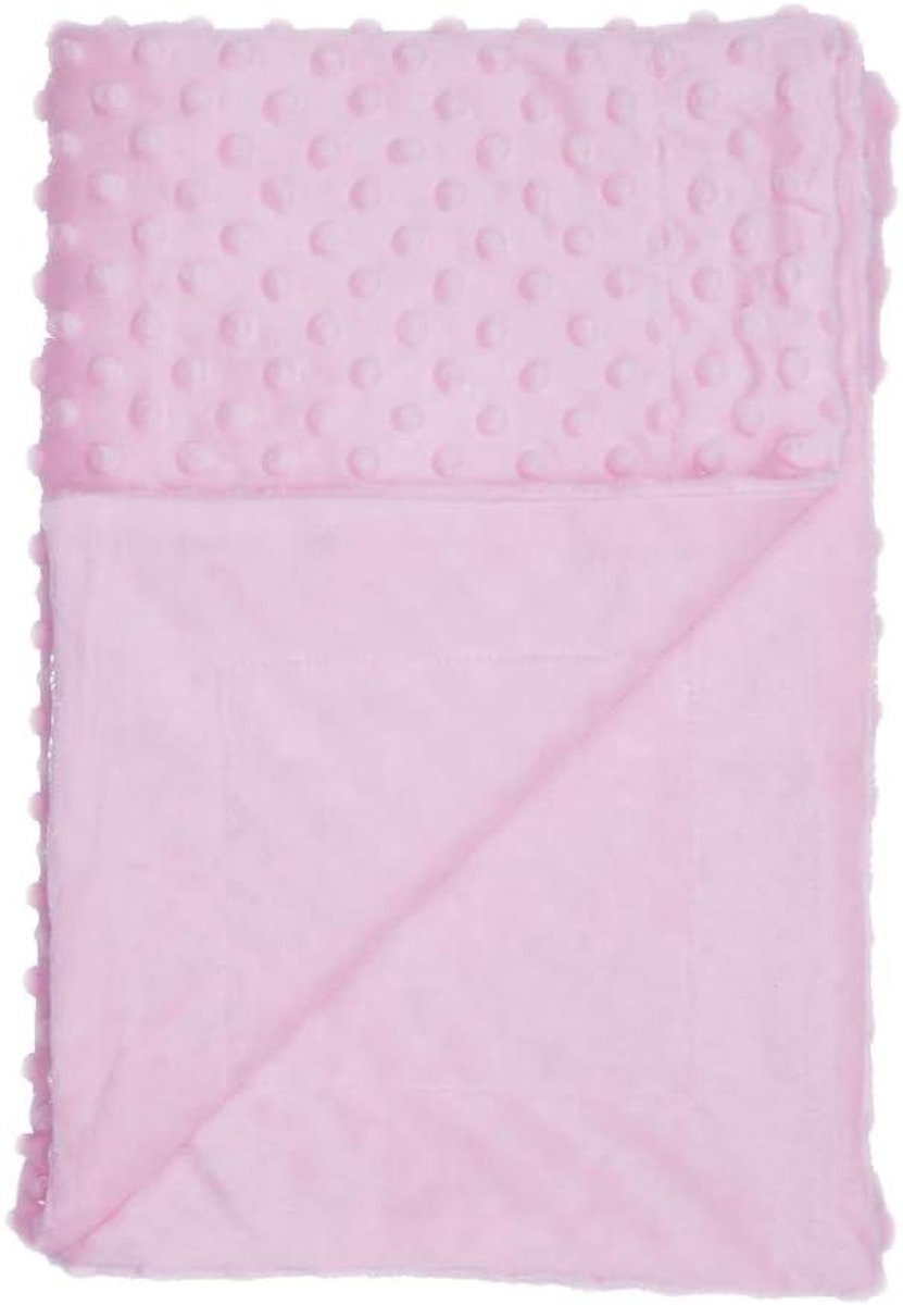 Baby Dekentje - Zacht Minky Kleed - Wieg en Kinderwagen - Tweezijdig Ontwerp - 30x40 Inch - Roze